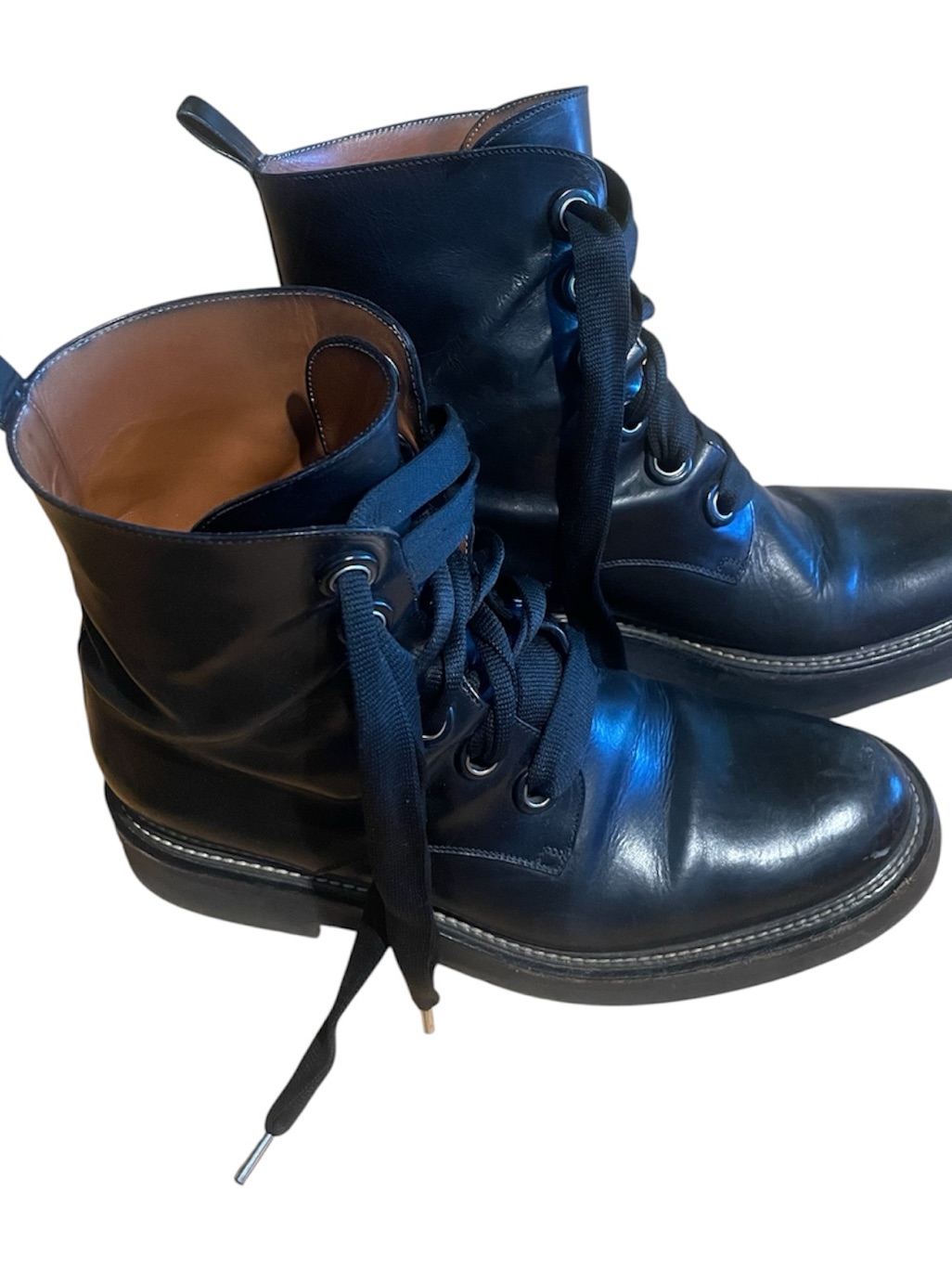 Sartore Black Leather Lace-Up Ankle Boots